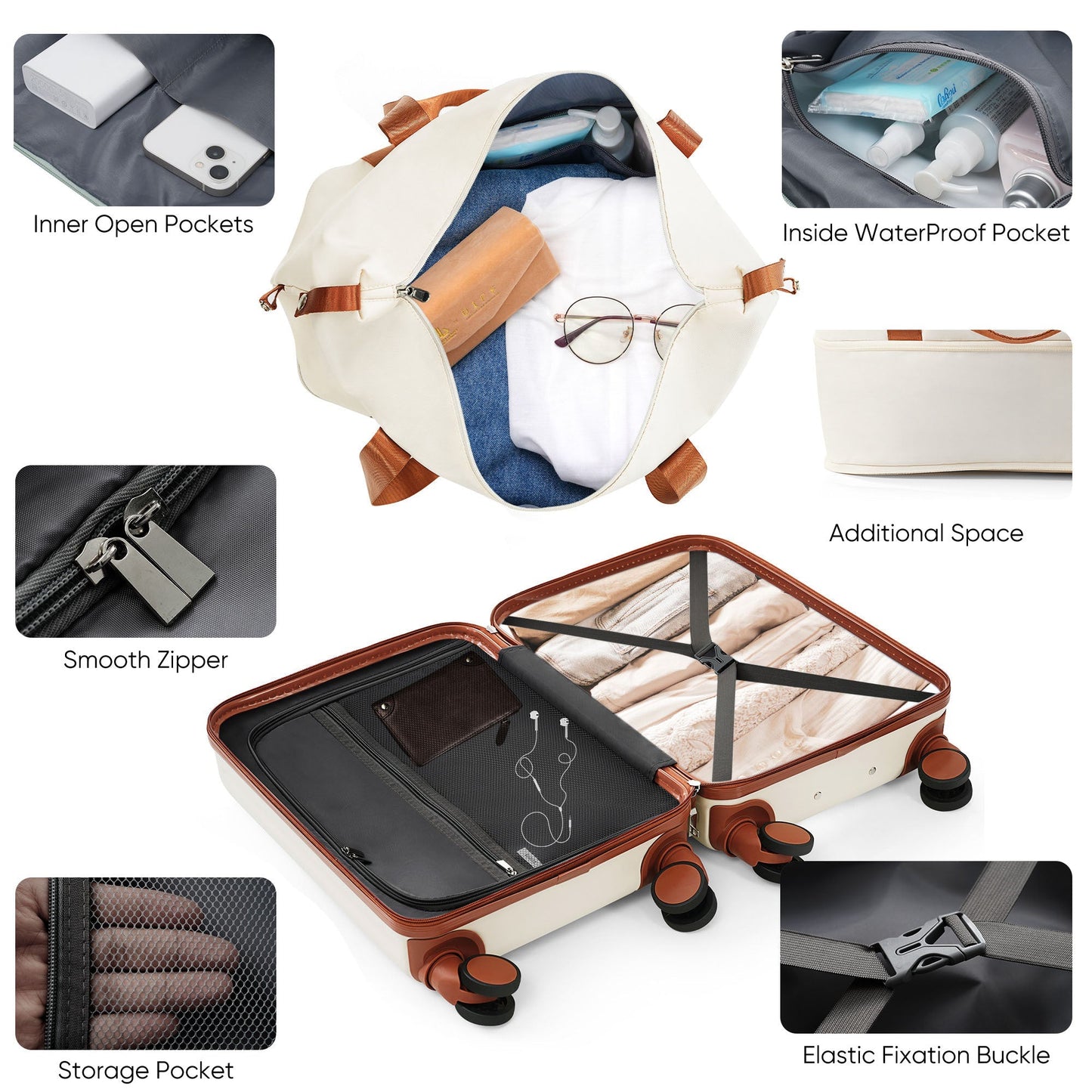 4-Piece Luggage Set with USB Charging Ports - 20in Carry-On