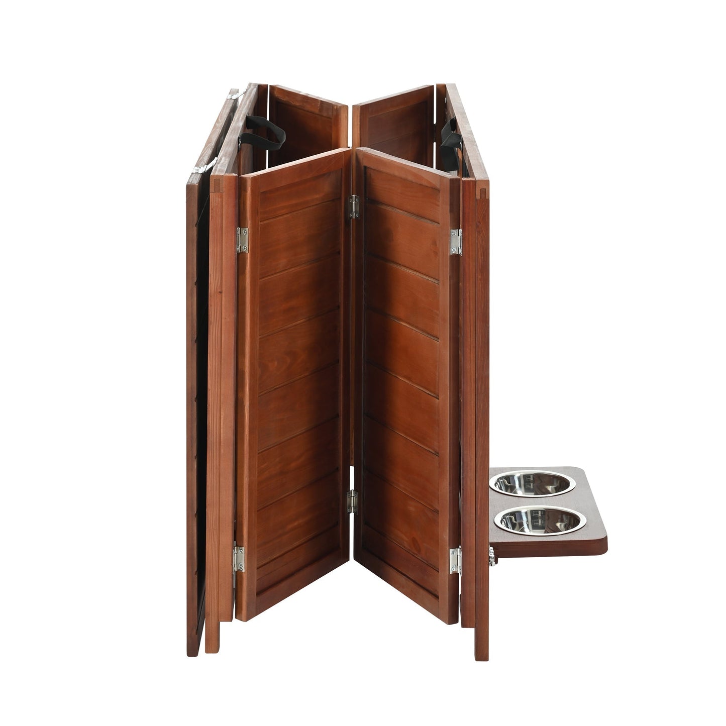 33' Solid Wood Dog Crate Furniture, Foldable Indoor Kennel with 360°