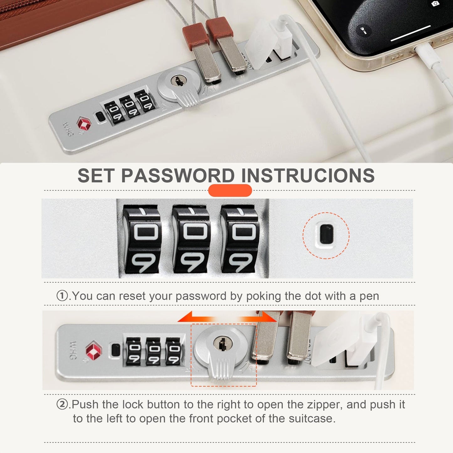 4-Piece Luggage Set with USB Charging Ports - 20in Carry-On