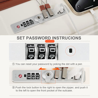 4-Piece Luggage Set with USB Charging Ports - 20in Carry-On